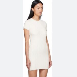 Anine Bing White Skylar Mini Ribbed Short Sleeve Sweater Dress Medium